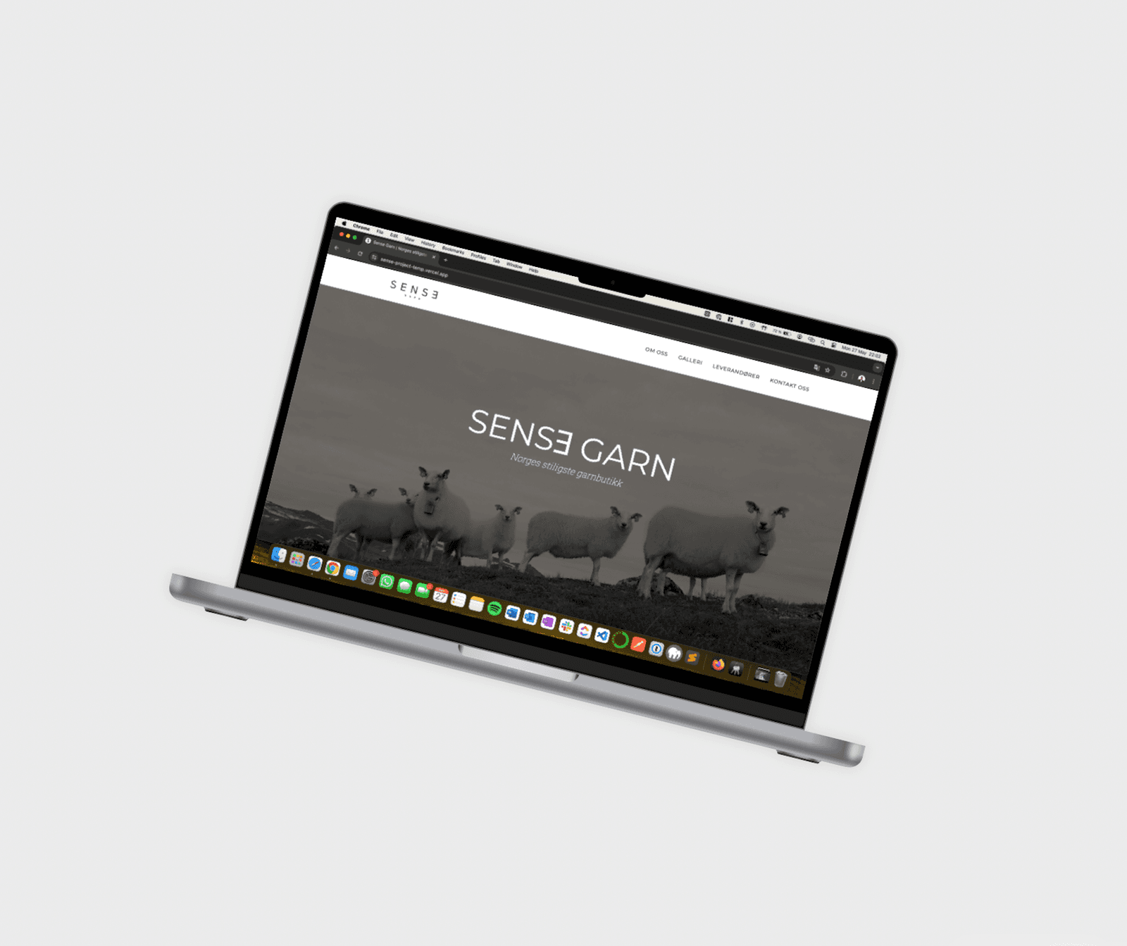 Screenshot of the Sense Garn website
